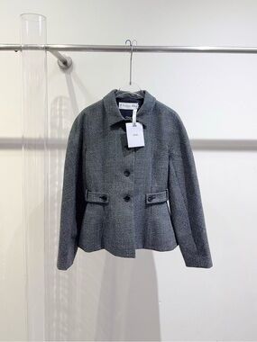 Dior Gray Wool-Blend Tailored Peplum Jacket